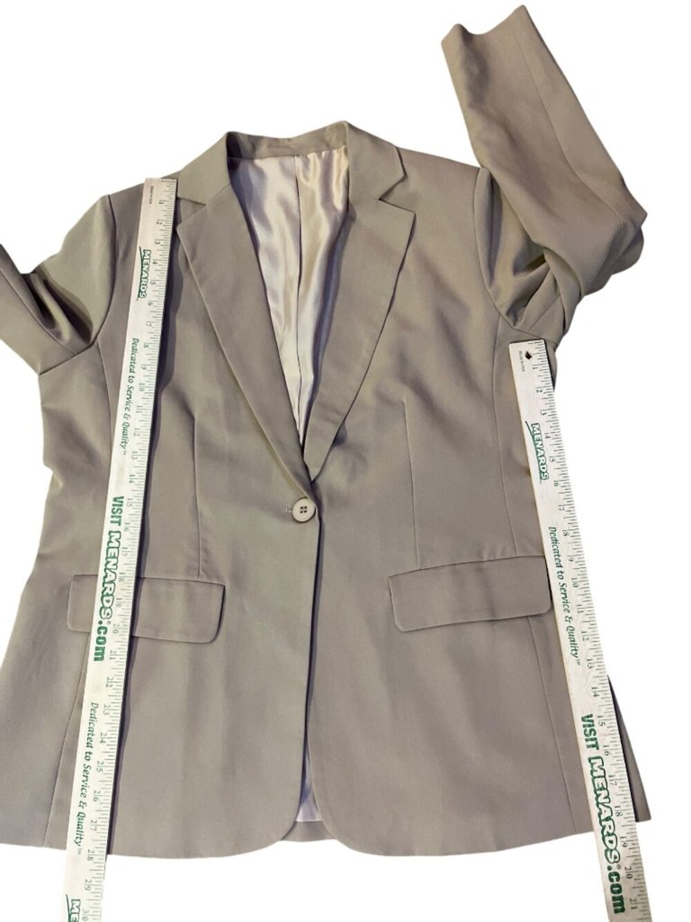 Womens Blazer XL Dark Khaki Tan Polyester Rayon Blend Jacket USED - Picture 8 of 13